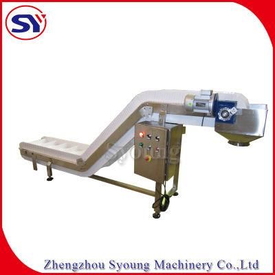 Heat-Resistant Mobile Inclined Belt Conveyor with Adjustable Side Guides for Bakery Products