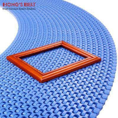 Hongsbelt HS-500B-HD Curved Flush Grid Conveyor Belt for Baking and Fruit Processing Line