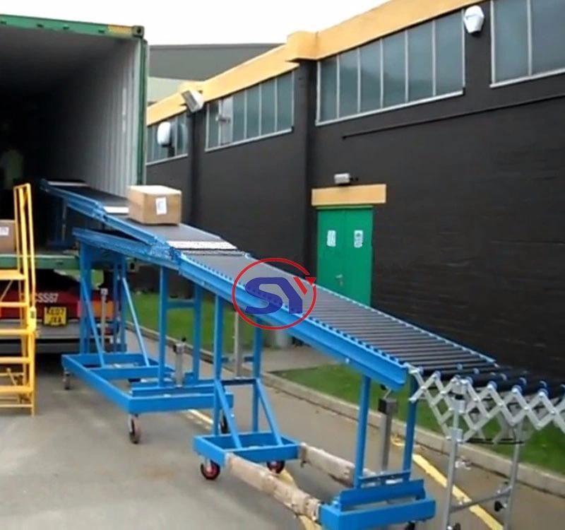 Mobile Truck Loading Conveyor Gravity Expanding Roller Conveyor Table for Warehouse