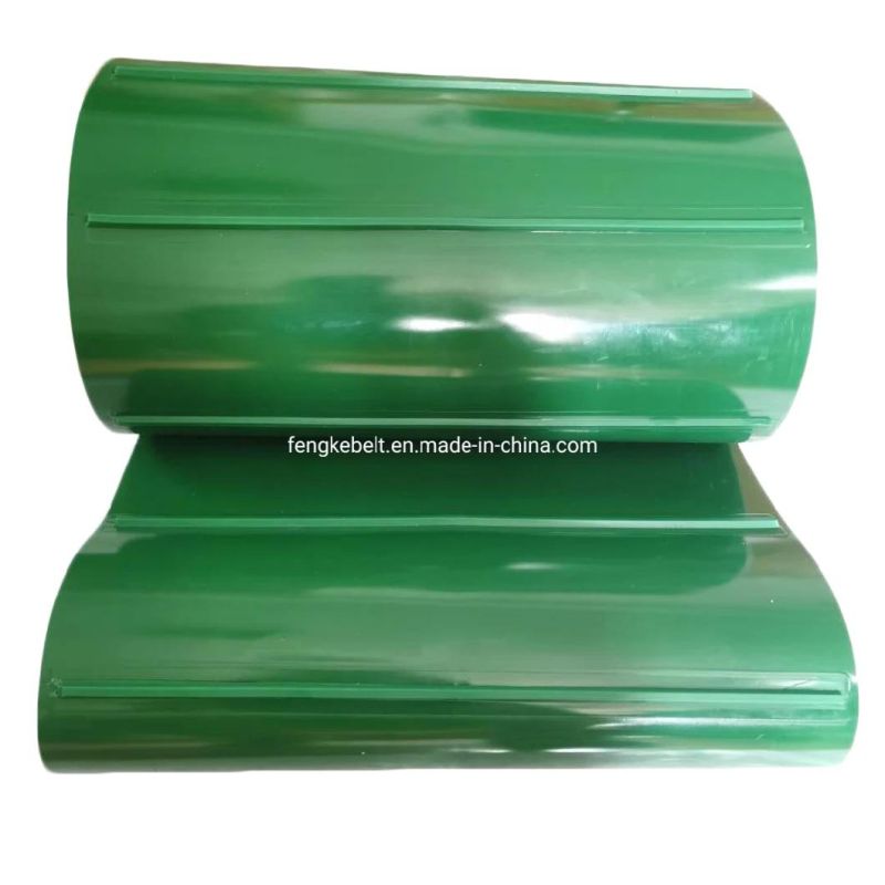 Green PVC Cleats White PU Guide Green PVC Conveyor Belt