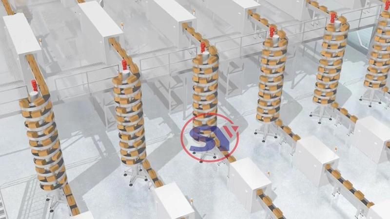 Vertical Transport Spiral Chute Screw Conveyor for Crates Cartons