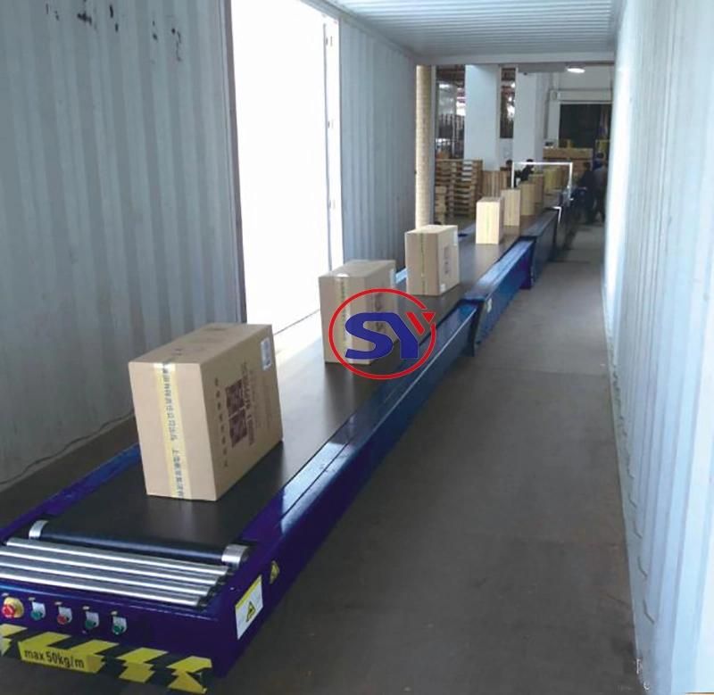 Carton Transportation Expandable Telescopic Rubber Belt Conveyor for Warehouse