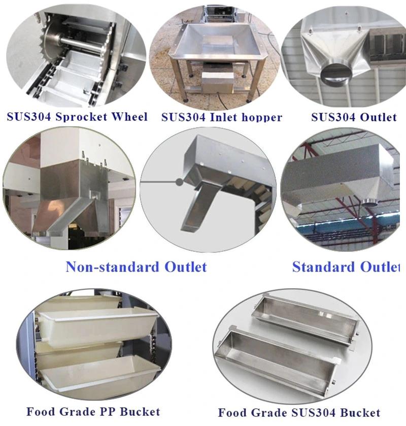 Stainless/Carbon Steel Vertical Conveying Equipment Link Chain Type Bucket Elevator Conveyor