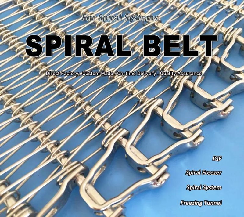 Stainless Steel Belting Spiral Conveyor Belts Reduced Radius Belts for Spiral Coolers, Spiral Freezers, Spiral Proofers