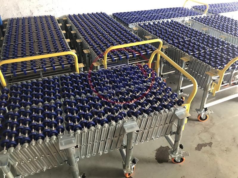 Motorized Flexible Stretched Stainless Steel Roller Conveyor for Pallets Cans Transfer