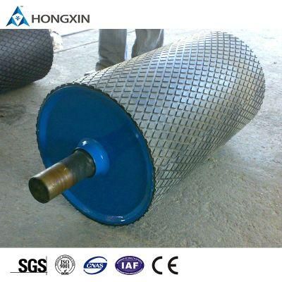 High Wear Resistant 15mm Thickness Conveyor Diamond Grooved Pulley Lagging Rubber Sheet Rolls Conveyor Pulley Lagging Types