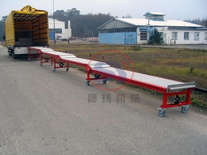 Movable Carbon Steel Frame Retractable Belt Roller Combined Conveyor for Sale