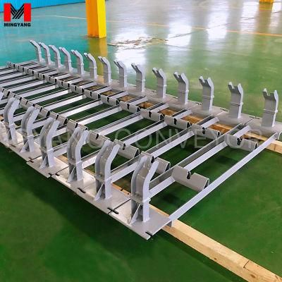 Conveyor 3 Roll Trough Impact Offset Idler Frame with Galvanized Finish