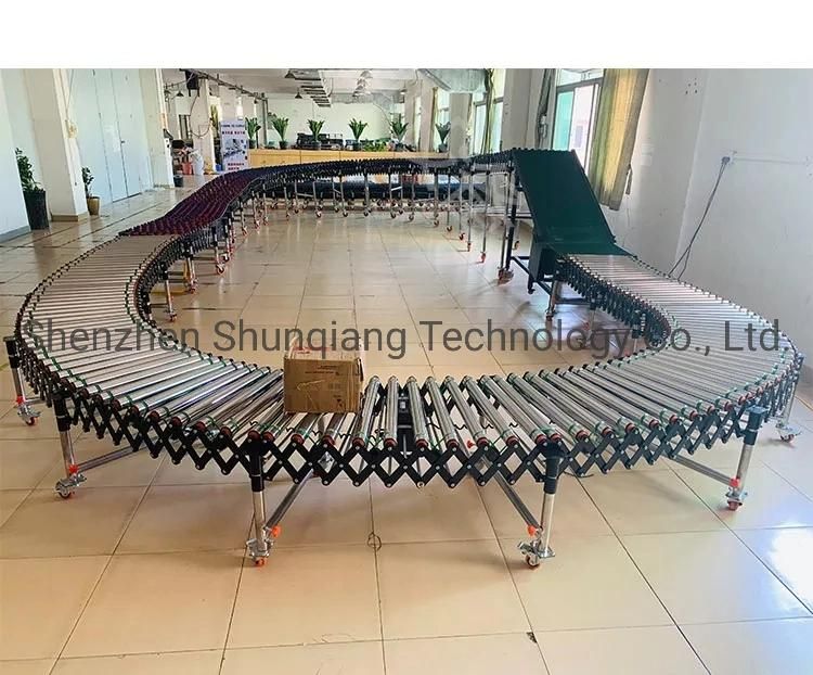 Adjustable Height Portable Retractable Rubber Coated Roller Conveyor