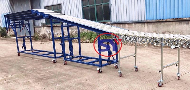 Long Distance Delivery Truck Loading Folding Conveyor Roller Telescopic Type