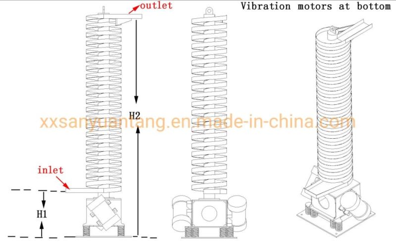 SS304 Vibratory Spiral Elevator Vertical Vibrating Conveyor for Granules