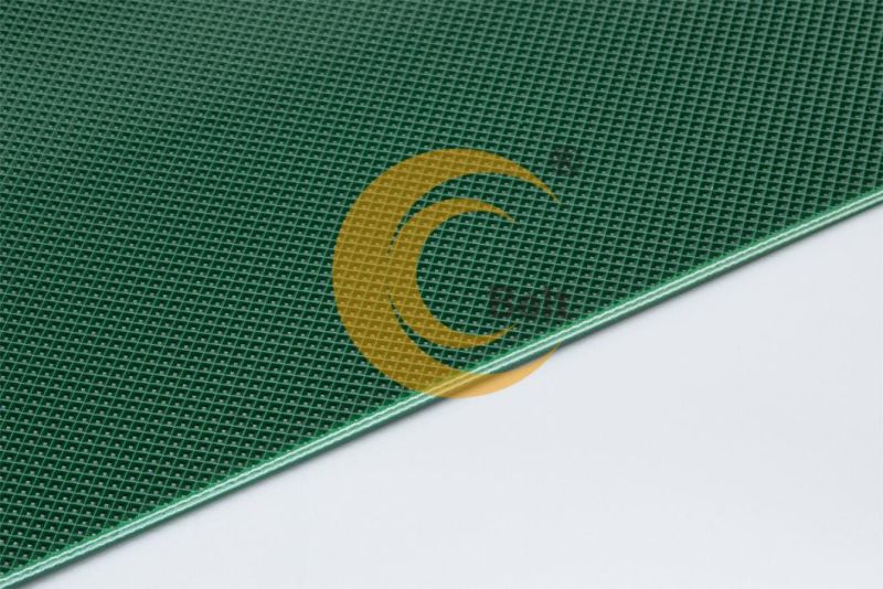 3mm green diamond conveyor belt used in logistical industries