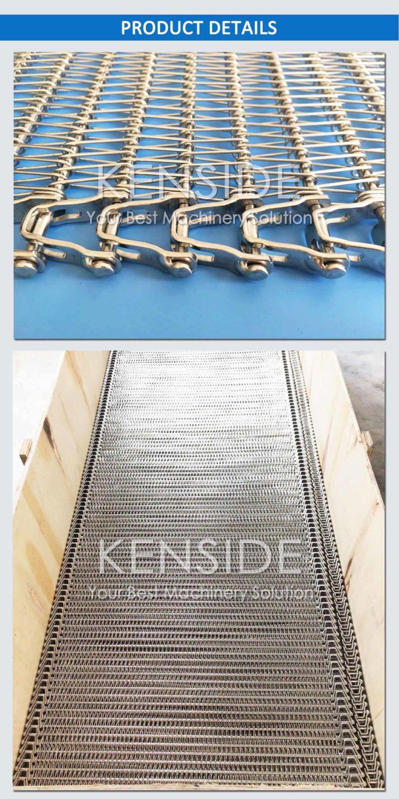 Stainless Steel Belting Spiral Conveyor Belts Reduced Radius Belts for Spiral Freezer, Spiral Cooler, Spiral Proofer, Spiral Cooker