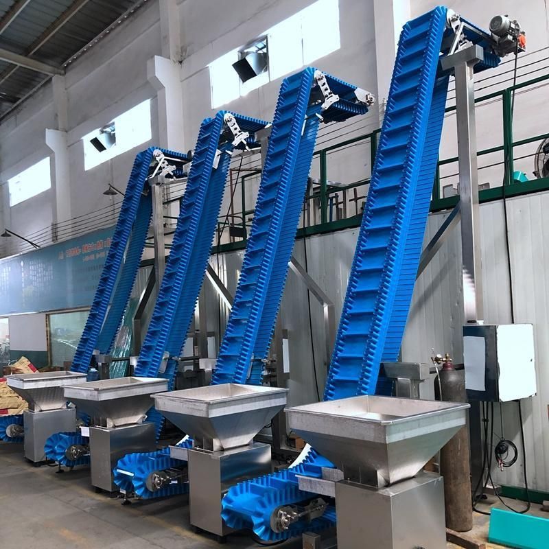 Food Grade PU Steel Belt Inclined Conveyor for Sea Food