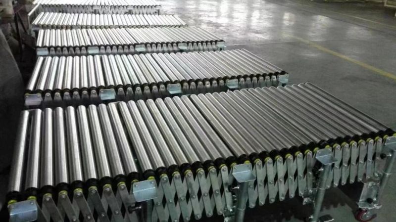 Steel Gravity Flexible Powered Roller Conveyor System Expanable Roller Protective Bars Conveyor