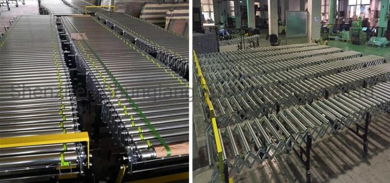 Adjustable Height Portable Retractable Rubber Coated Roller Conveyor