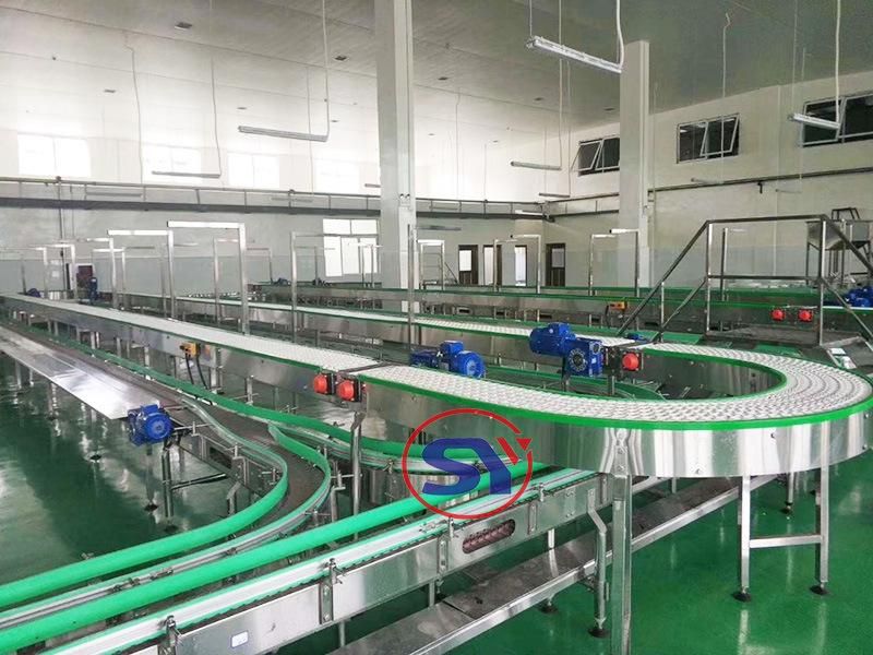 Flat Conveying Plastic Modular Belt Conveyor Machine for Food Beverage