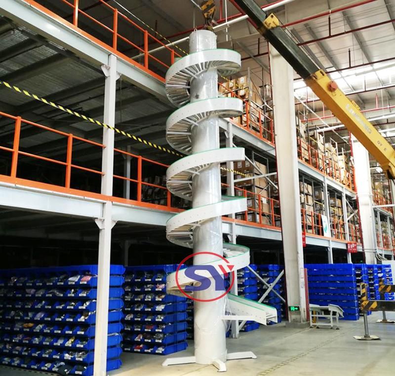 Automatic Spiral Conveyor Screw Elevator for Transporting Boxes Cartons Bags