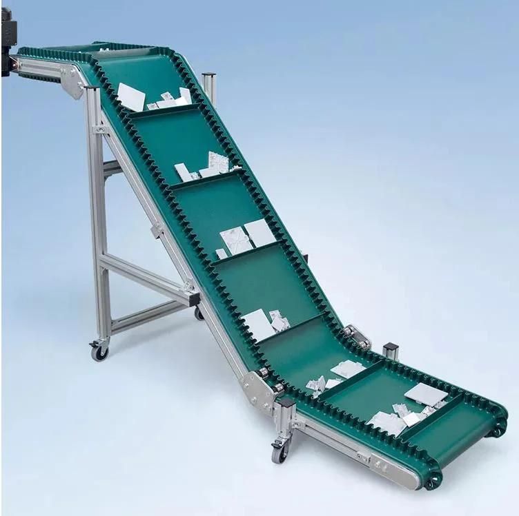 Green PVC Conveyor Belt with Guide Strip for Climbing Conveyor