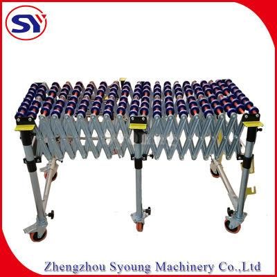 No Power Mobile Telescopic Roller Conveyor for Food Beverage Shop Convenience Store