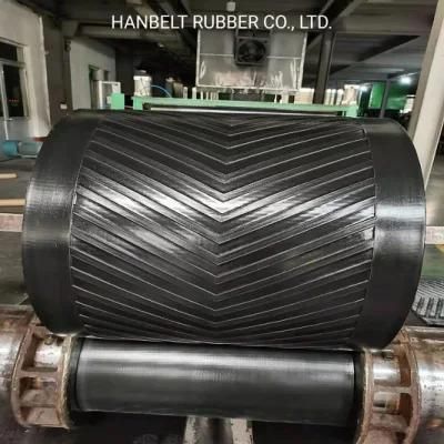 Heavy Duty Black Chevron Ep Rubber Belt for Sand Mine