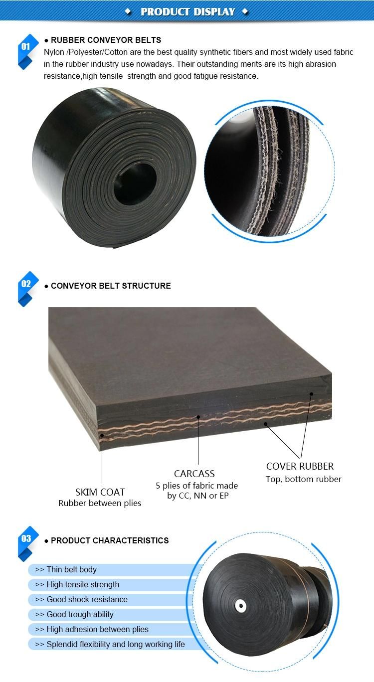 Abrasion Resistant Nylon (NN) Ep Fabric Rubber Conveyor Belt