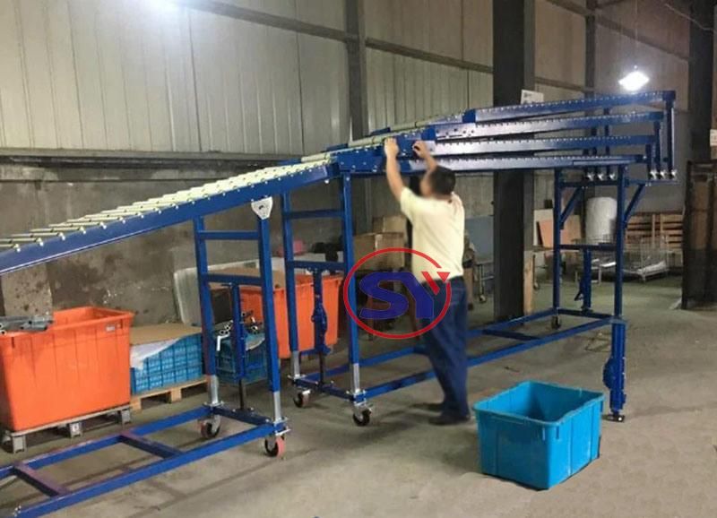 Truck Unloading Equipment Extended Telescopic Roller Conveyor Loader