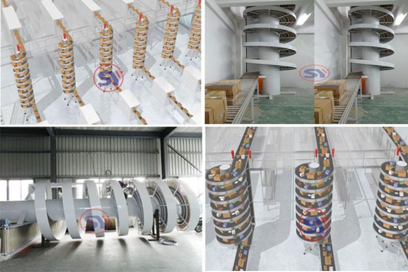 Automatic Spiral Conveyor Screw Elevator for Transporting Boxes Cartons Bags