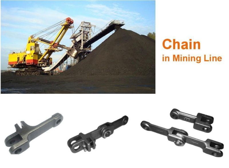 China Factory of Drop Forged Forging Part and Metal Forged Machinery Machining Parts for Scraper Conveyor Steel Forging Link Chain in Mining Line Pitch 142
