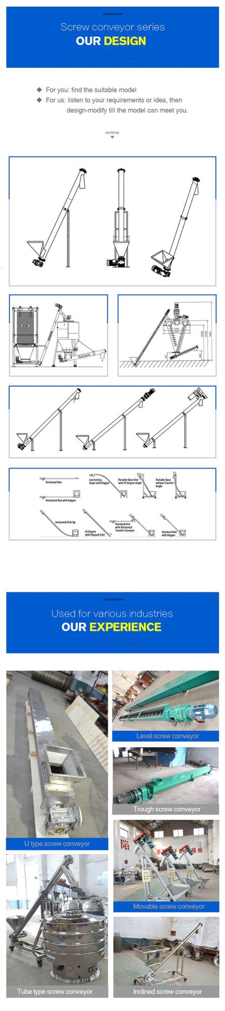 China Factory Screw Conveyor Small Capacity Horizontal Feeder Screw Conveyor Machine