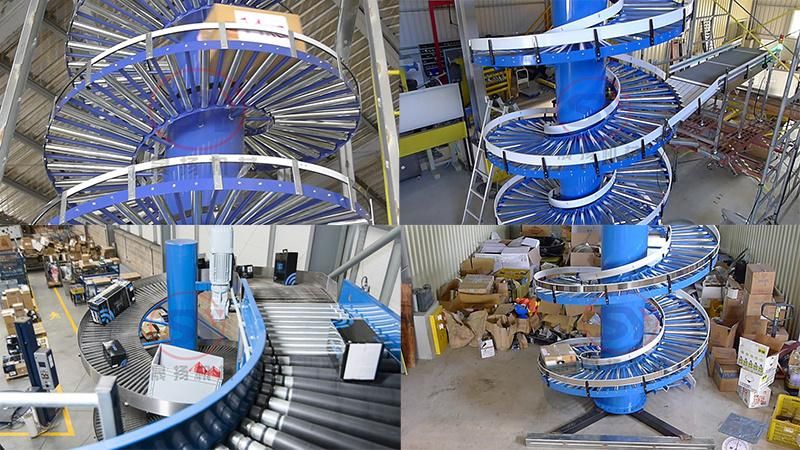 Small Footprint Vertical Spiral Elevator Conveyor for Carton Box Bottle Cans