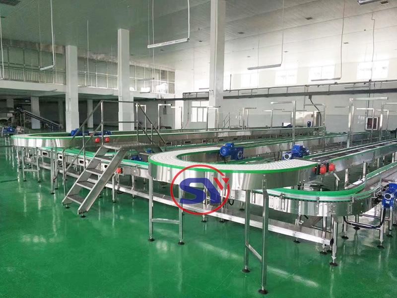 Modular Plastic Salt Chain Conveyor with Adjust Guardrail