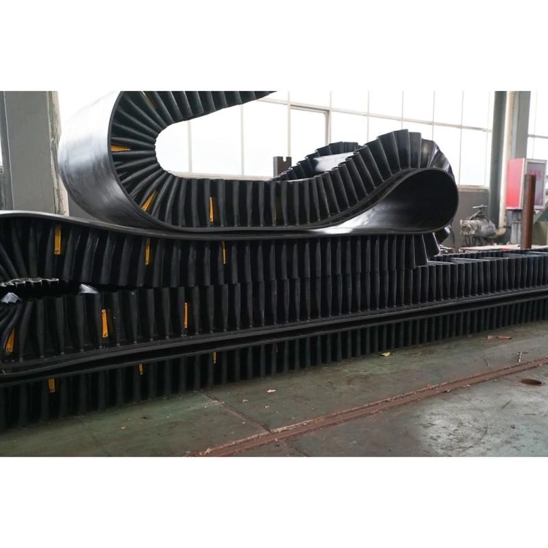 High Angle Inclination Downward Rubber Belt Conveyor with Sidewall