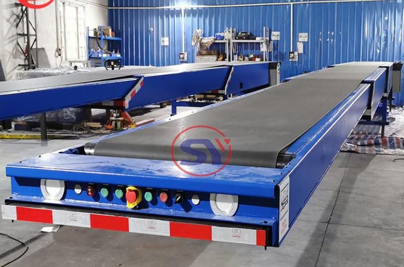 Two Sections Stretched Expanding Telescopic Belt Conveyor Automated Loading Conveyor