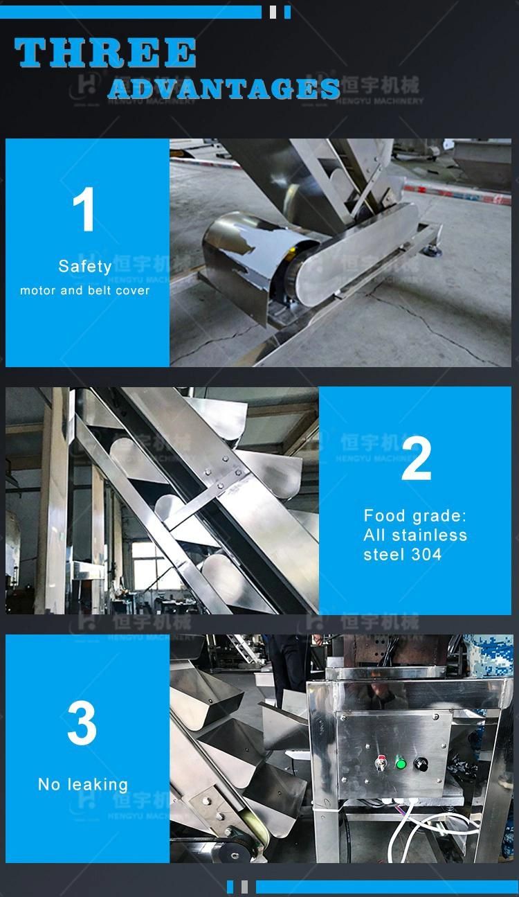 Hengyu Factory Supply Food High Inclination Angle Inclined Belt Bucket Conveyor