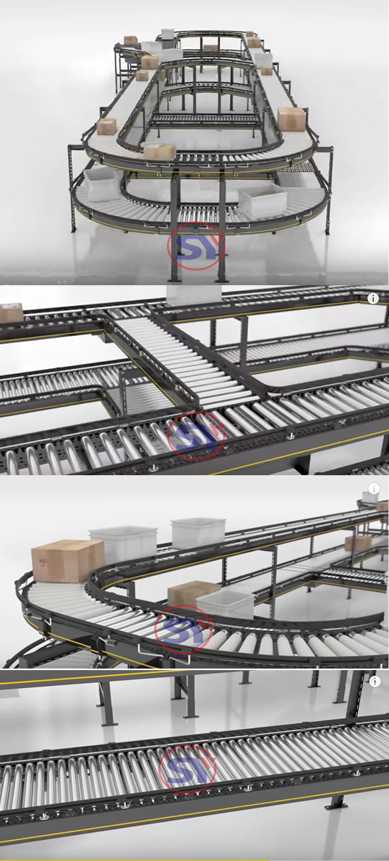 45/90/180 Degree Curve Motorised Roller Conveyor Gravity with Working Plate