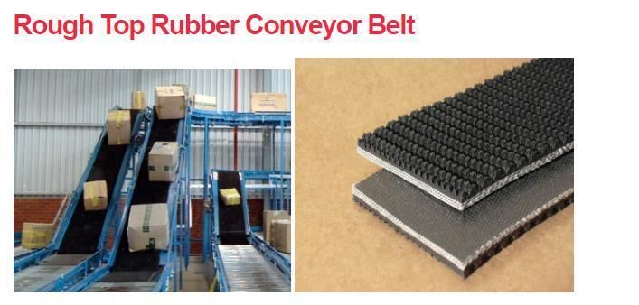 High Tensile Strength Black Rough Top Conveyor Belt for Stone Crusher