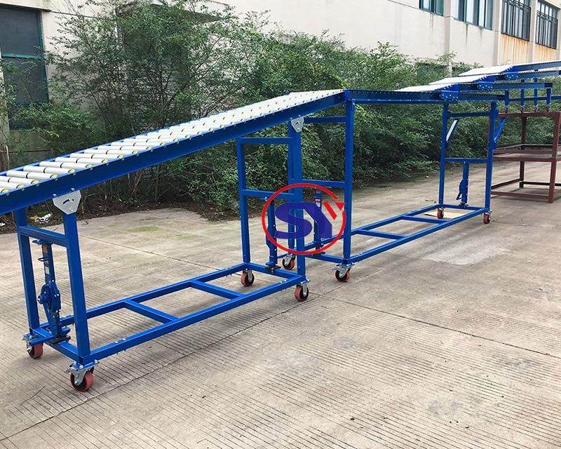 Stretched Roll Table Conveyor Flexible Accordion Roller Conveyor for Cargo Loading Offloading