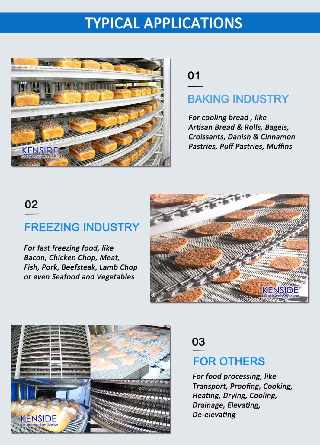 Stainless Steel Belting Spiral Conveyor Belts Reduced Radius Belts for Bakery Cooling Lines