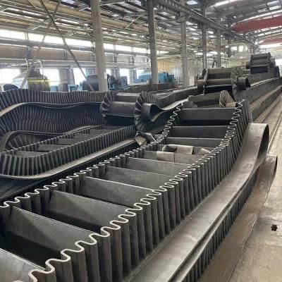 Cement Plant Bucket Cleated Ribbed Sidewall Rubber Conveyor Belt