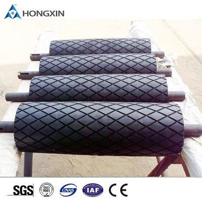 High Elastic Conveyor Black Diamond Shape Anti Slip Pulley Lagging Rubber Sheet Diamond Coated Drum