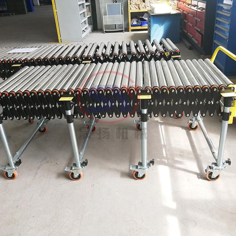 Mobile Telescopic Aluminium Idler Roller Conveyor for Food Containers Carton Boxes