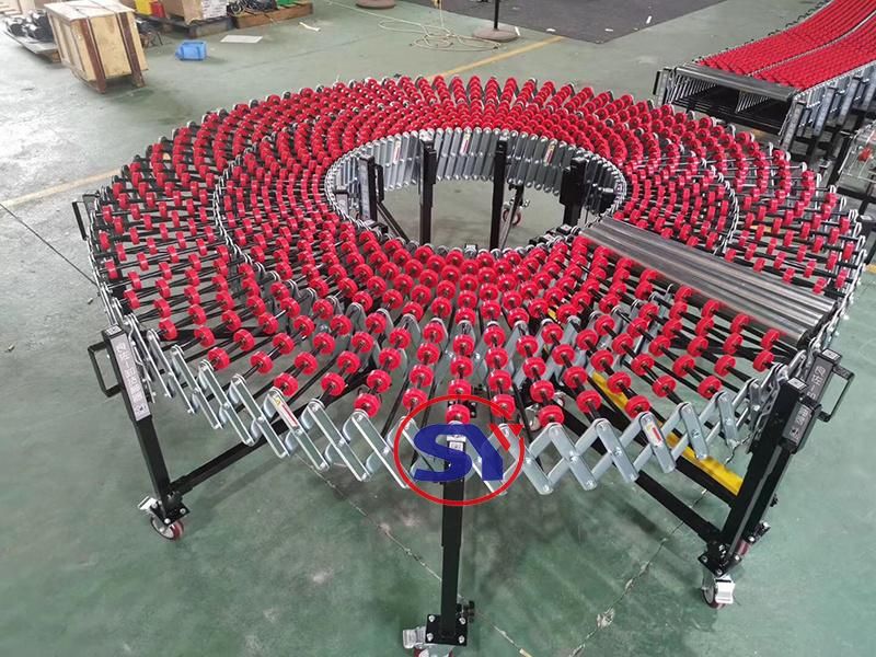 Adjustable Feet Metal Plastic Fulai Wheels Expandable Flexible Conveyor Bended