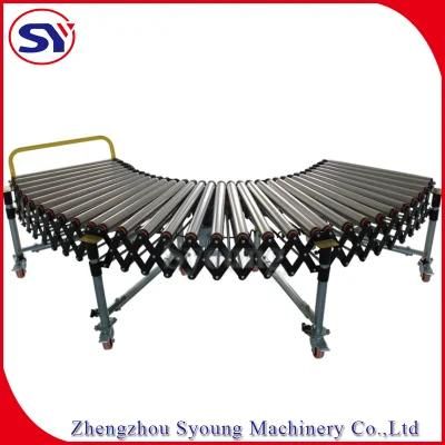 China Food Grade Steel Roller Conveyor for Horizontal Transmission Telescopic Type