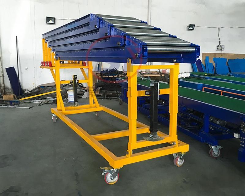 Extending Truck Warehouse Container Unloading Conveyor System Gravity Roller