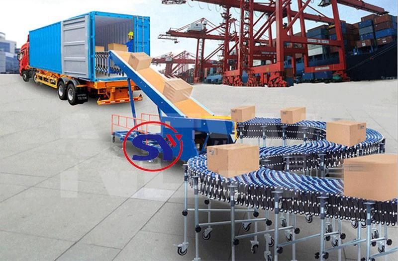 Foldable Rubber Conveyor Motorised Telescopic Belt Conveyor for Tyre Tire