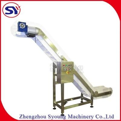 Inclining Elevation Conveyor Corrugated Sidewall Rubber Belt Conveyor for Puffed Food