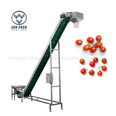 Food Grade Inclined Belt Elevator Conveyor for Cherry Tomatoes Packing Filling Machines