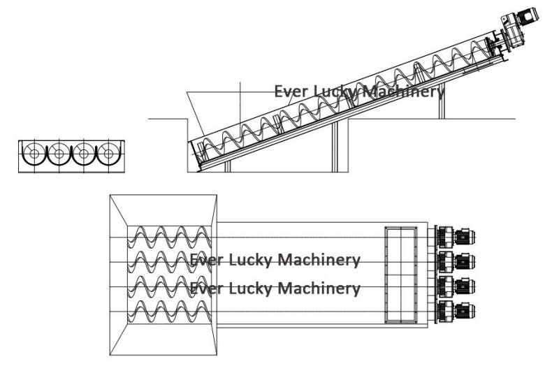 Multi Shaftless Stainless Steel Screw Conveyor Under Dryer