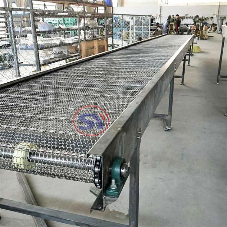 SS316 Incline Net Mesh Belt Conveyor Cooling with Flights